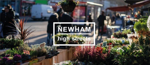 Blurred image of high street with text 'NEWHAM high streets' superimposed